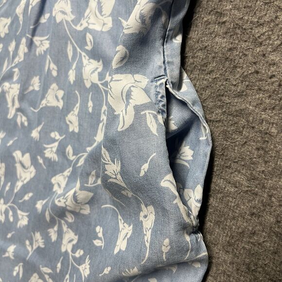 Kut from the Kloth Chambray Denim Shirt Dress Women's Small Blue Floral Pockets - Picture 4 of 8